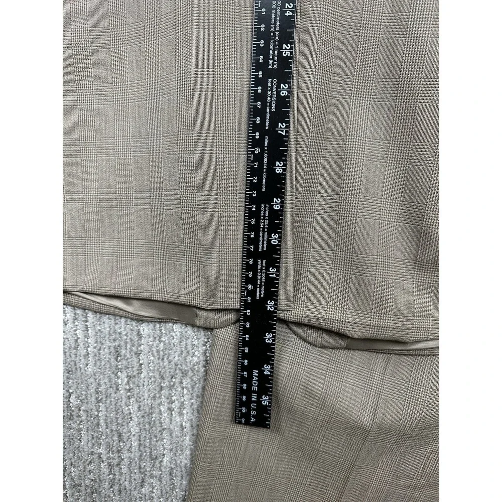 Vintage Chaps Ralph Lauren Beige Wool Glen Plaid Suit Men 46 Pleated Pants 40x32